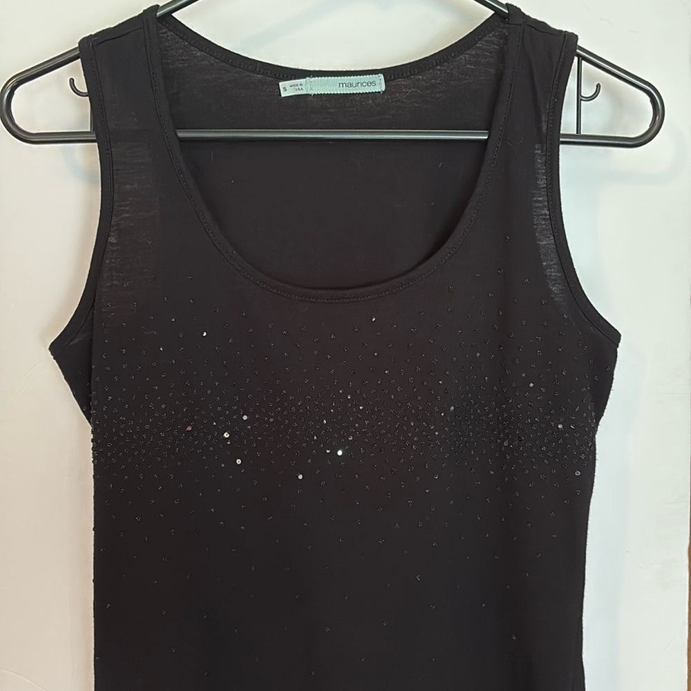 ❤️MAURICES Black Sequined Beaded Tank Top Size S